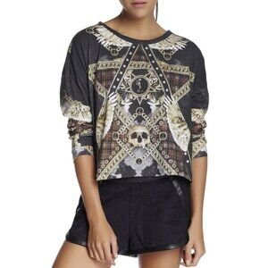 NWOT Religion Printed  Top Sz.L Long Sleeve Scull Star Punk Rock Grunge Biker